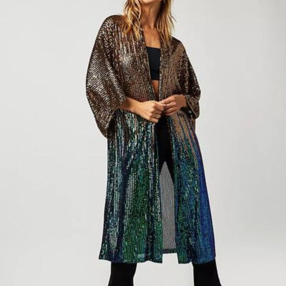 Free People Party On Sequin Kimono